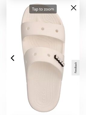 CROCS White Dual-Strap Slide with Bead Accent